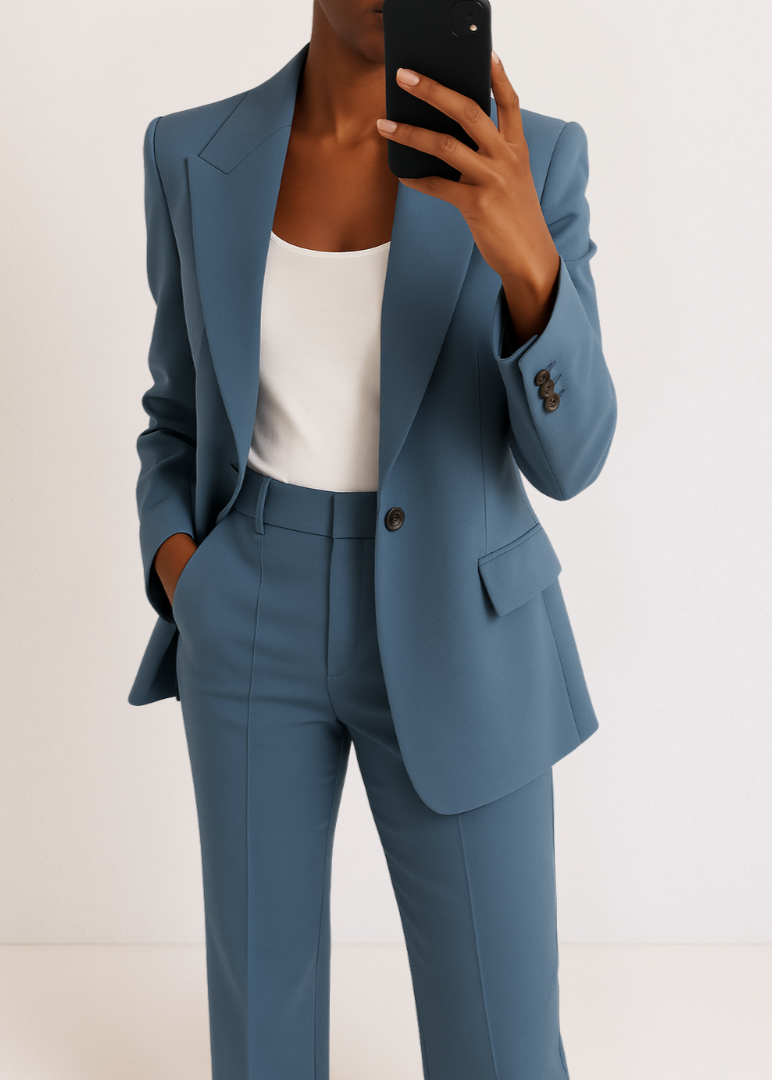 Women's Tailored Two-Piece Pantsuit Set with Blazer and Trousers Sutton James