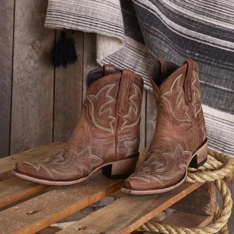 Women's Embroidered Ankle Cowboy Booties – Sutton James Sutton James