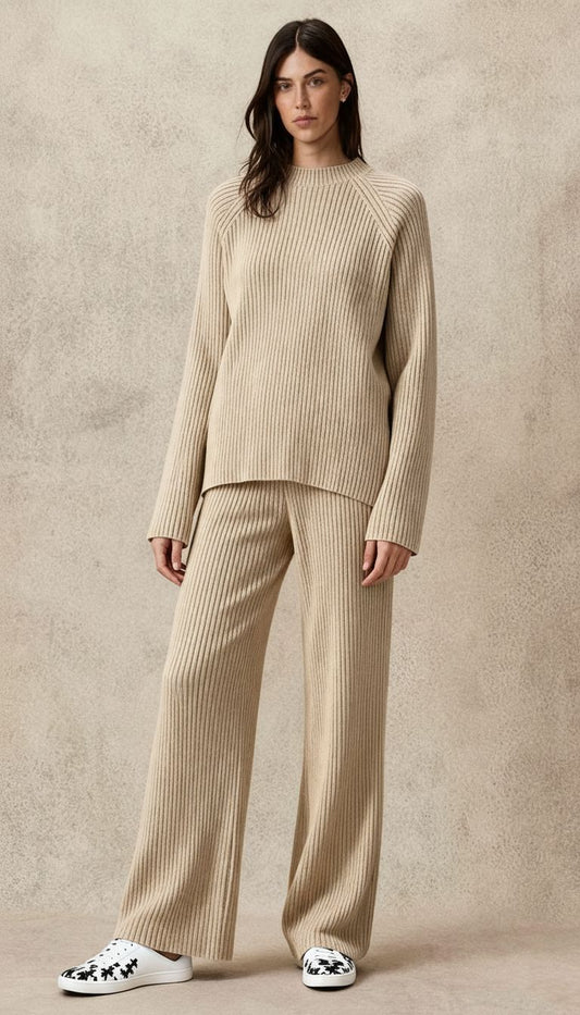 Women's Wide Leg Ribbed Knit Two-Piece Set – Sutton James