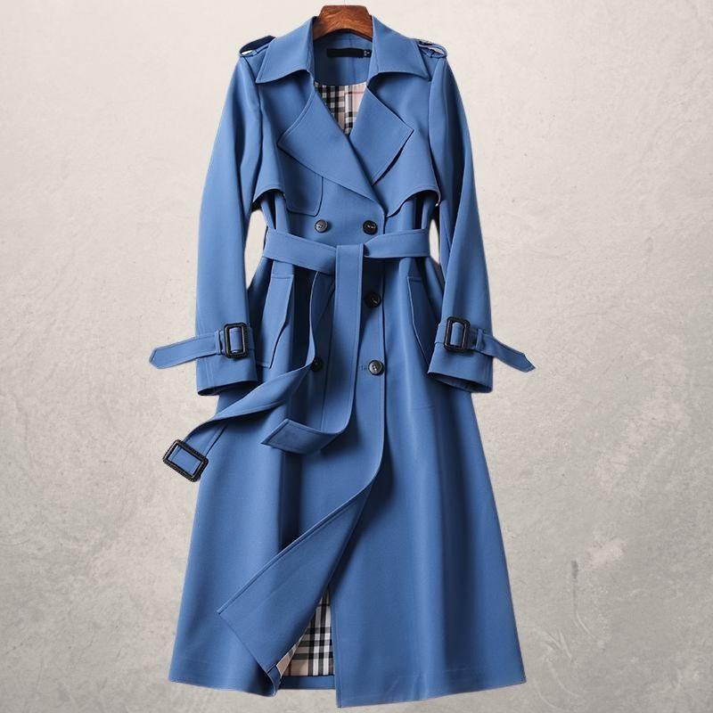 Women’s Trenchcoat – Tailored Fit – Double-Breasted – Belted Waist – Woven Cotton Sutton James
