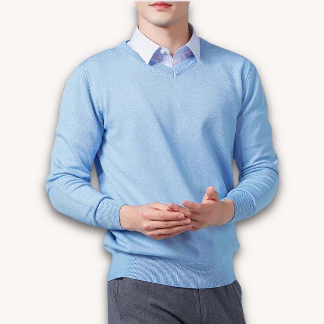 Men's Cashmere V-Neck Sweater - Slim Fit - Soft & Lightweight - Casual & Formal Wear - Adult Clothing Sutton James