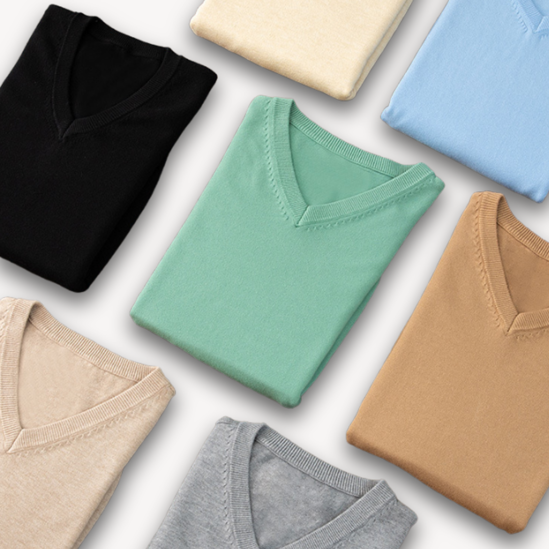 Men's Cashmere V-Neck Sweater - Slim Fit - Soft & Lightweight - Casual & Formal Wear - Adult Clothing Sutton James