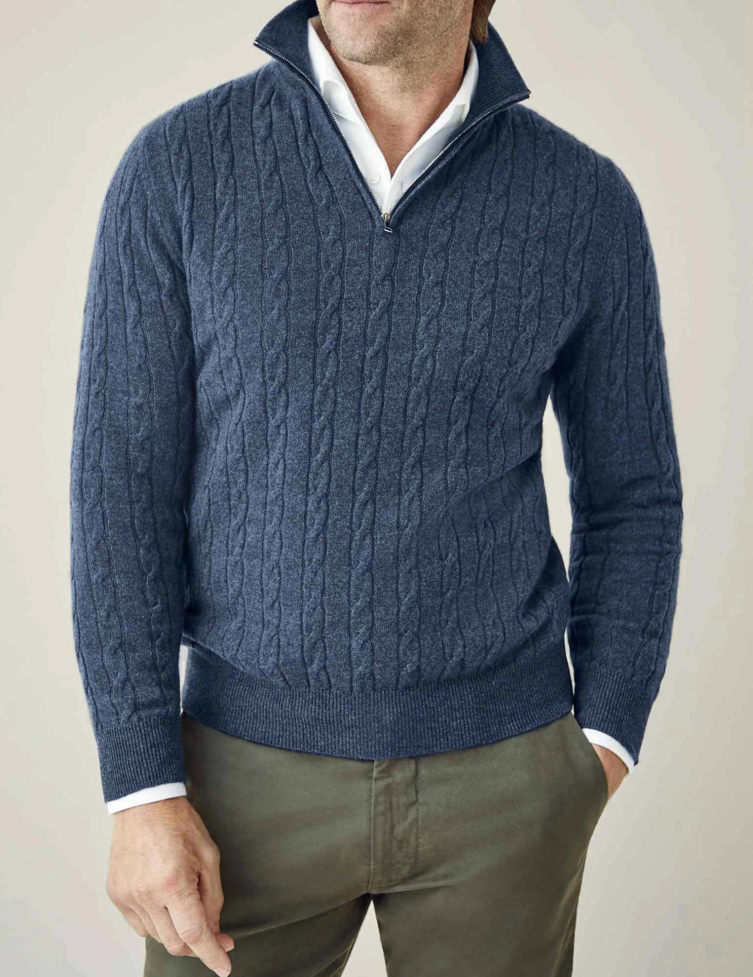 Castello | Cable Knit Zipper Sweater Sutton James