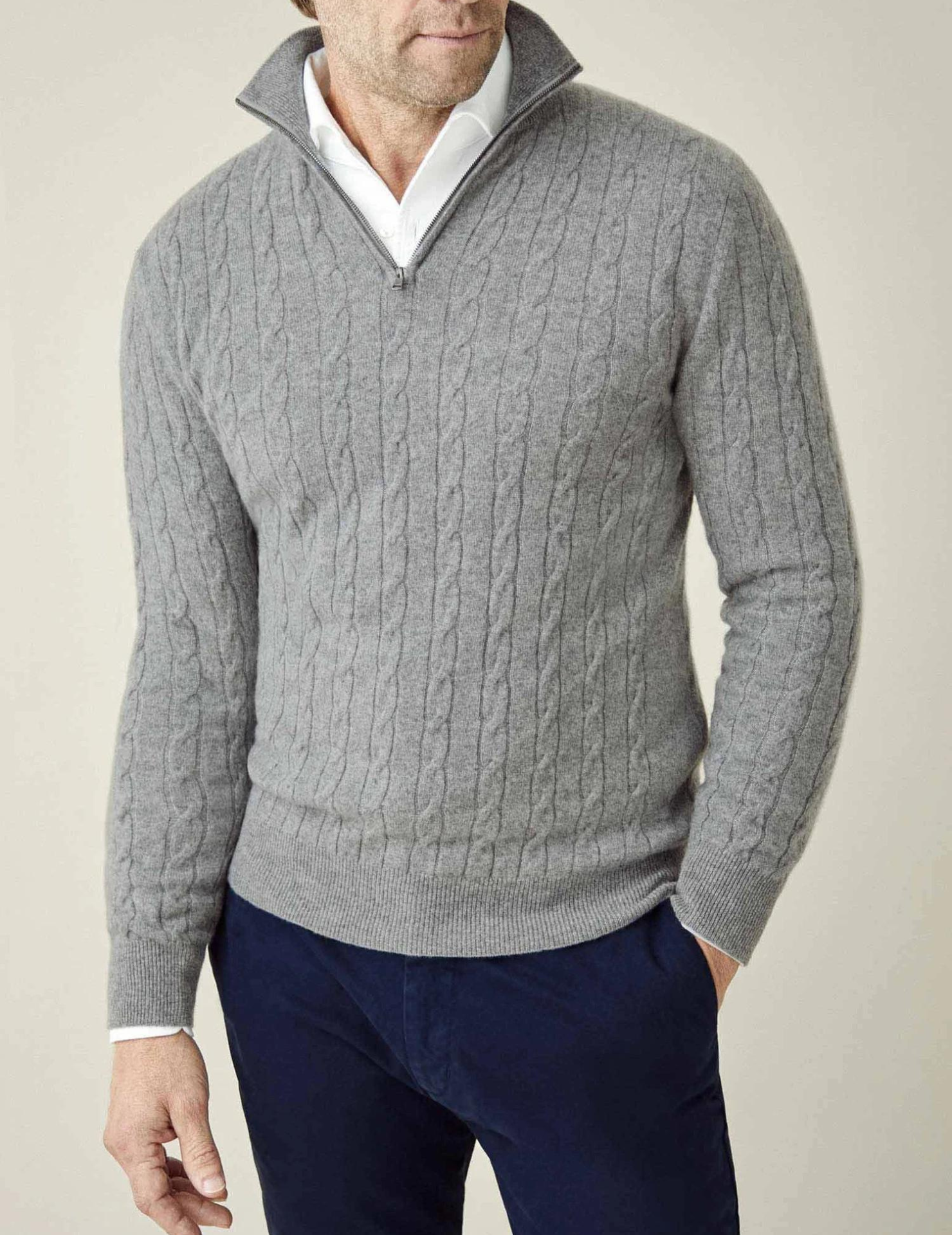 Castello | Cable Knit Zipper Sweater Sutton James
