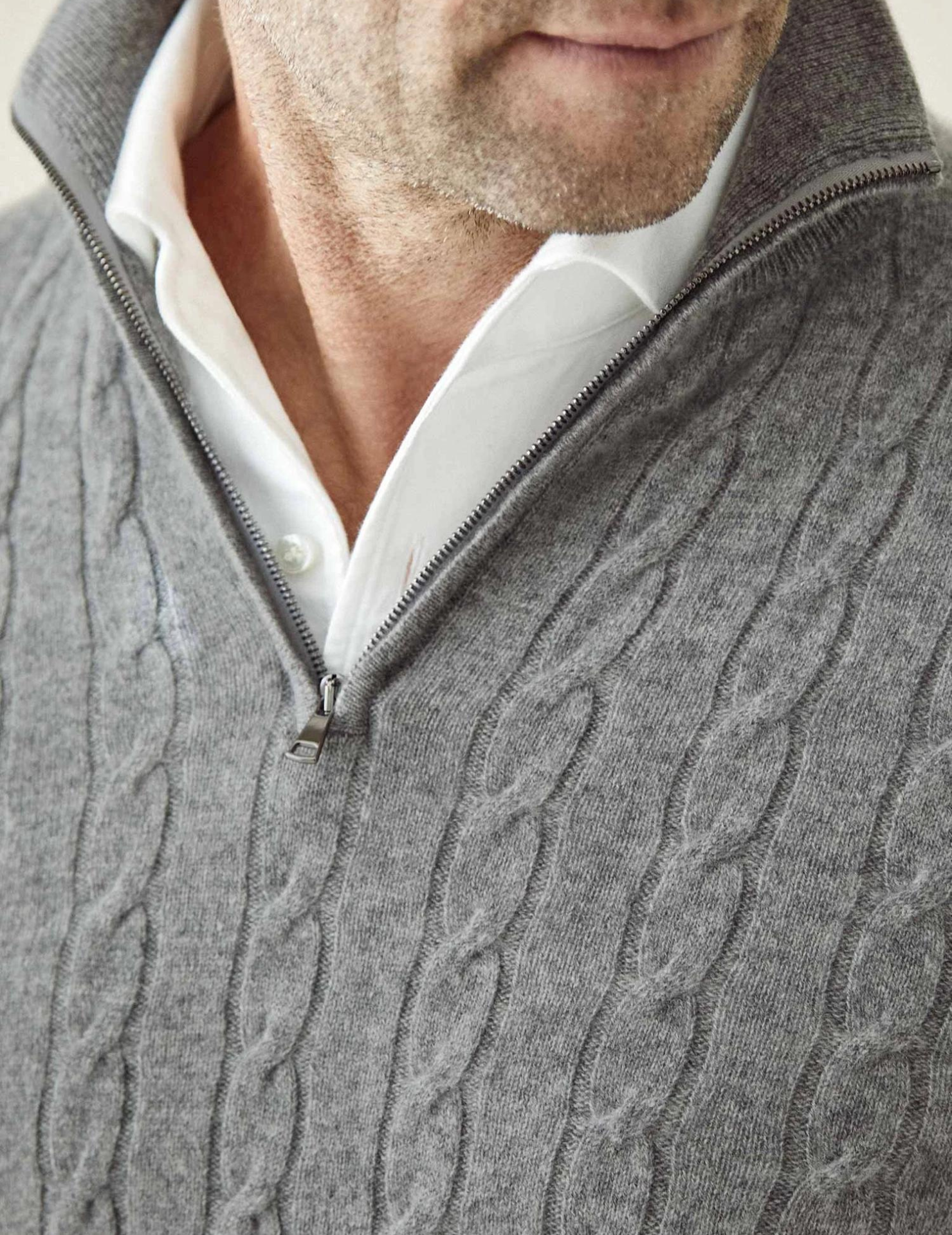 Castello | Cable Knit Zipper Sweater Sutton James