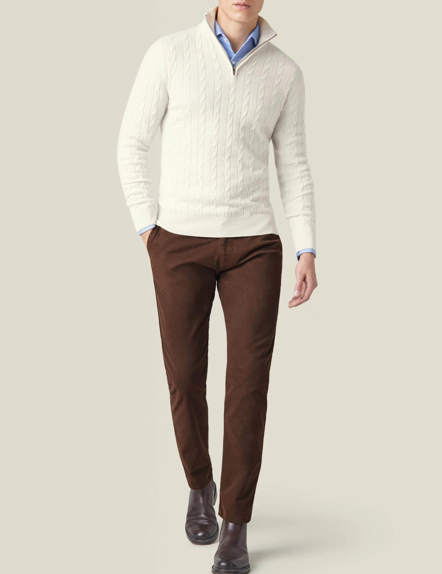Castello | Cable Knit Zipper Sweater Sutton James