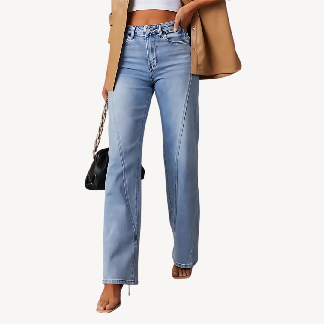Women's Blue Denim Wide Leg Jeans Sutton James