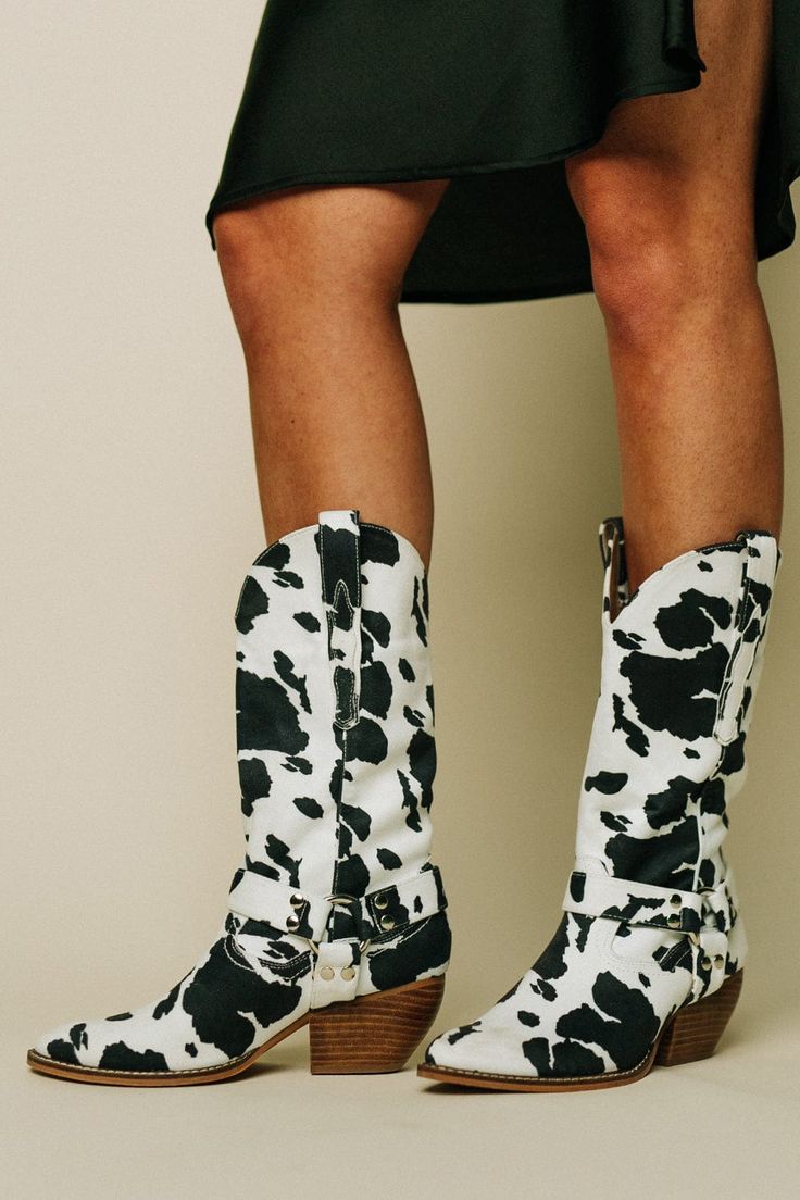 Women's Cow Print Mid-Calf Western Boots – Sutton James Sutton James