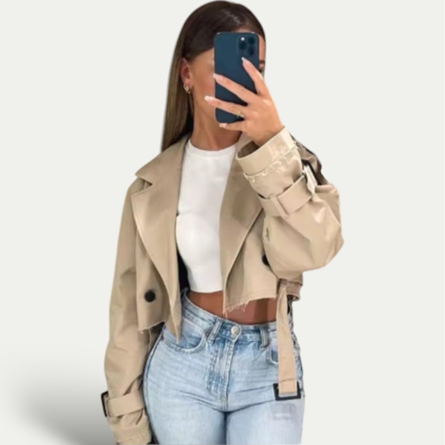 Women's Cropped Belted Trench Coat – Vintage Spring Jacket Sutton James