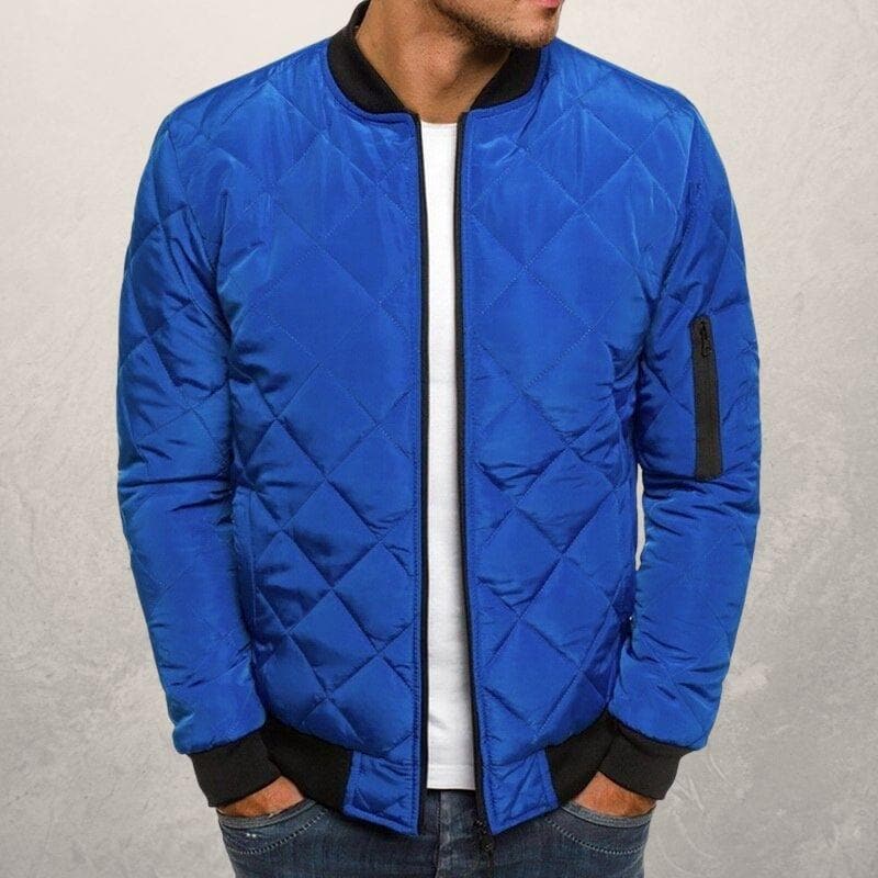 Men’s Bomber Jacket – Quilted Diamond Pattern – Wind Resistant – Ribbed Trim – Utility Pocket Sutton James