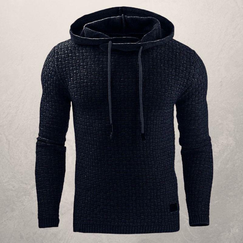 Men’s Hooded Sweater – Slim Fit – Textured Knit – Drawstring Hood – Ribbed Cuffs Sutton James