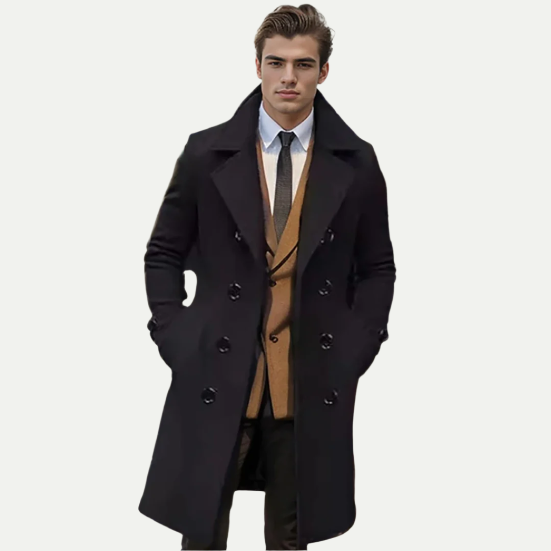 Premium Merino Wool® Italian Long Trench Coat by Massimo Sutton James