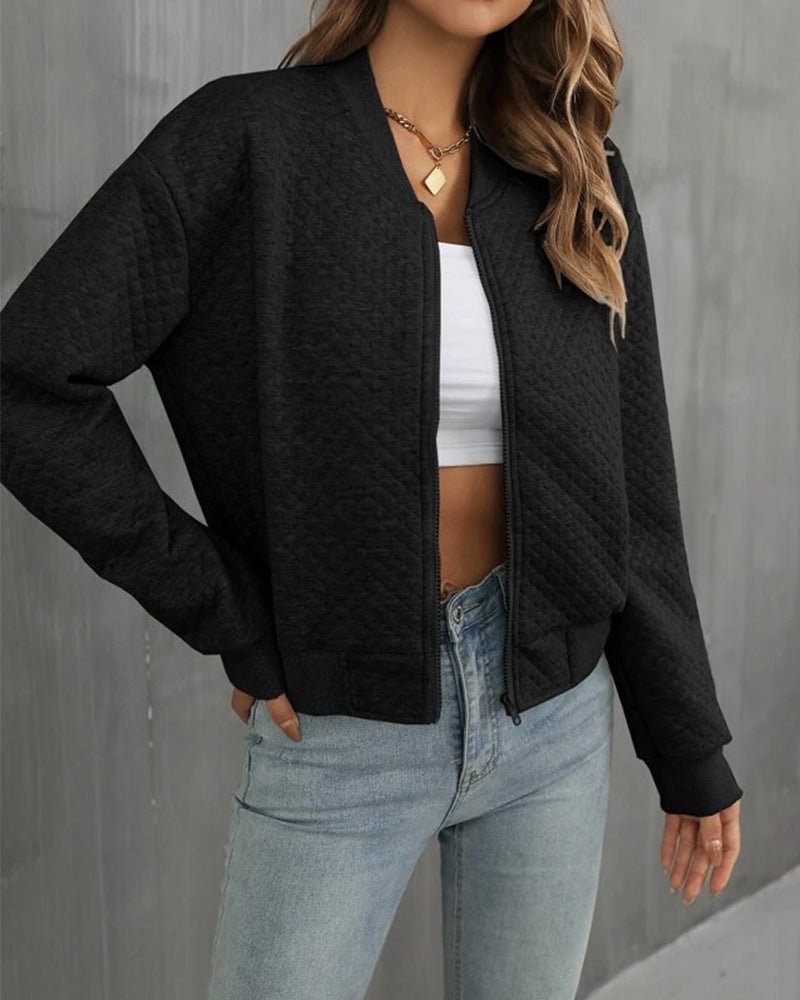 Women’s Quilted Jacket – Relaxed Fit – Zip Front – Ribbed Trim Sutton James