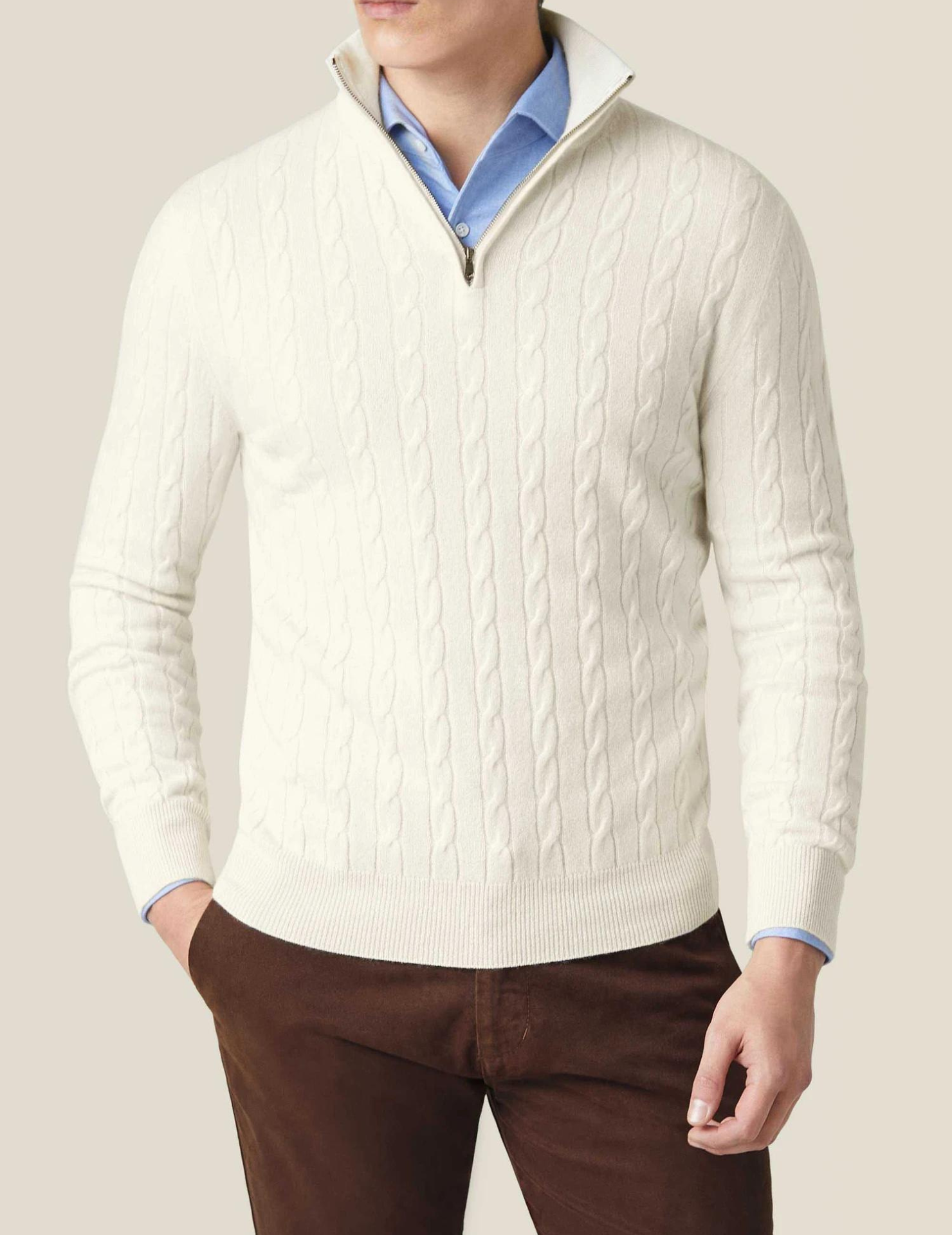 Castello | Cable Knit Zipper Sweater Sutton James