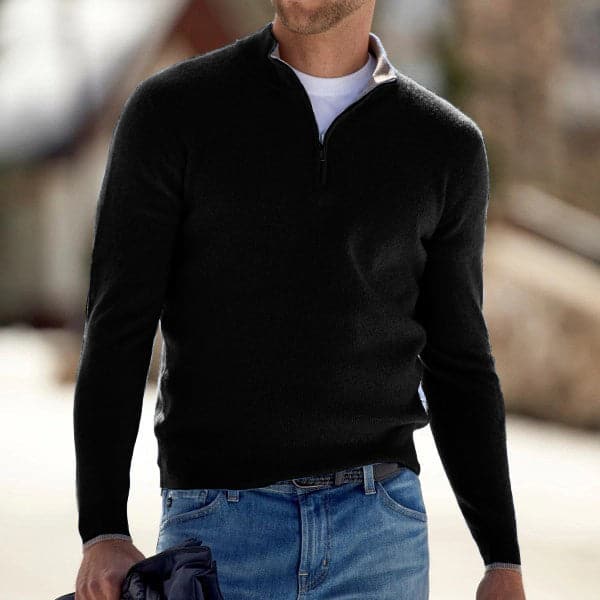 Men’s Zip-Up Sweater – Soft Knit – Relaxed Fit – Ribbed Cuffs Sutton James