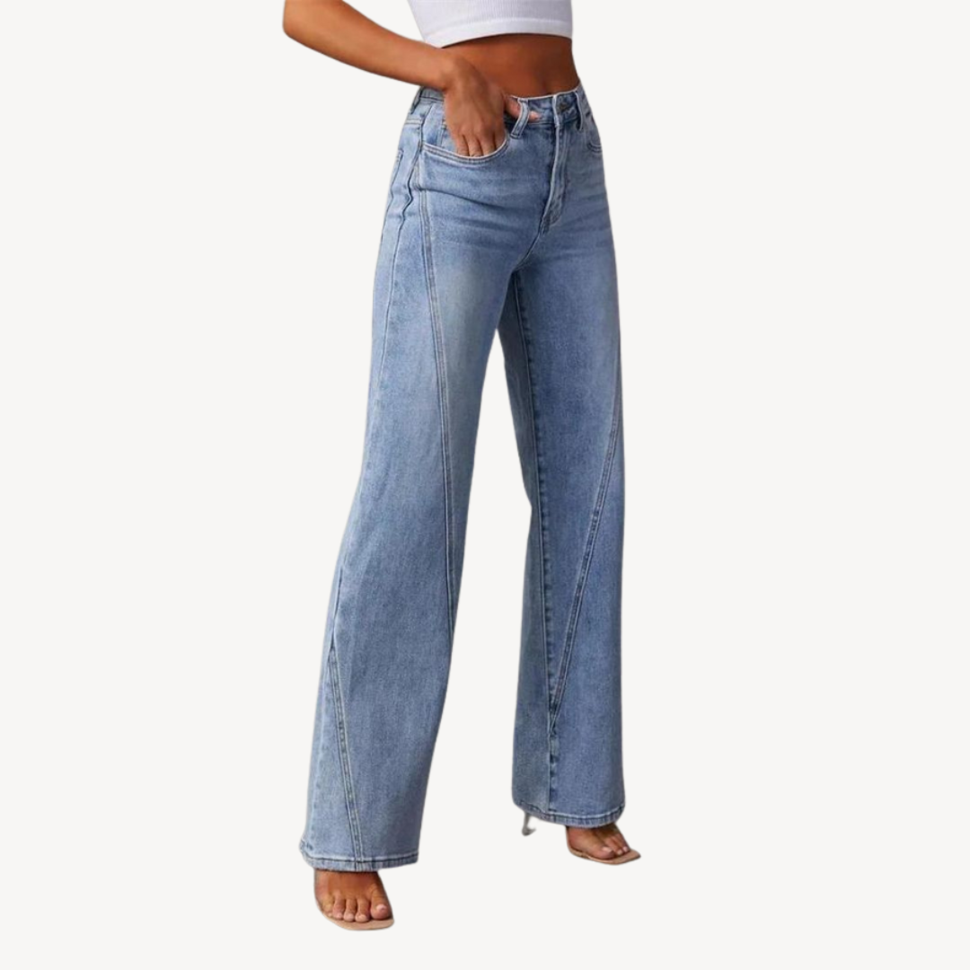 Women's Blue Denim Wide Leg Jeans Sutton James