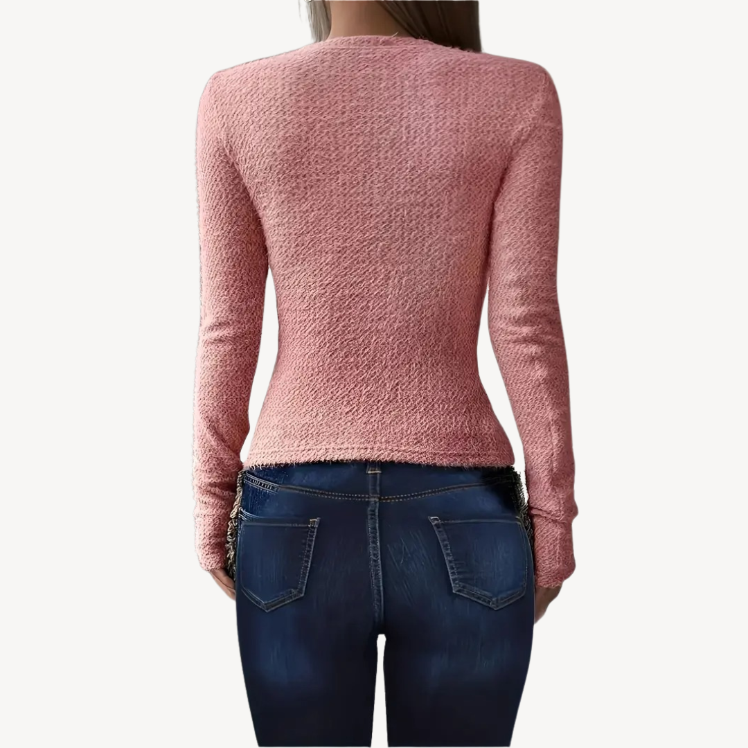 Ribbed Long Sleeve Top for Women Sutton James