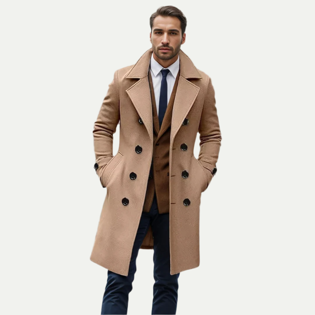 Premium Merino Wool® Italian Long Trench Coat by Massimo Sutton James
