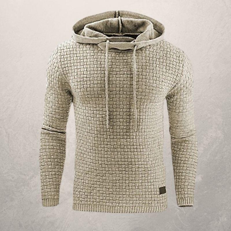 Men’s Hooded Sweater – Slim Fit – Textured Knit – Drawstring Hood – Ribbed Cuffs Sutton James