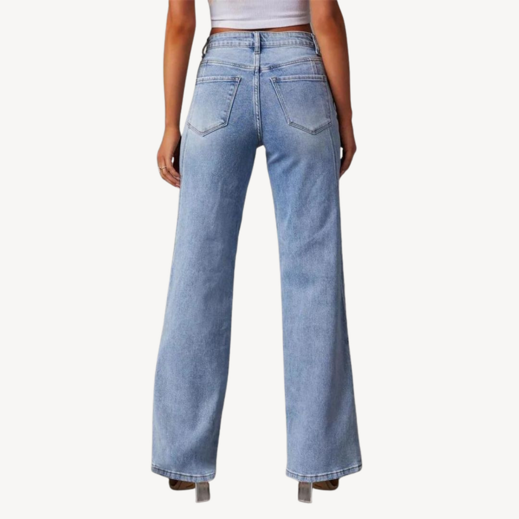 Women's Blue Denim Wide Leg Jeans Sutton James
