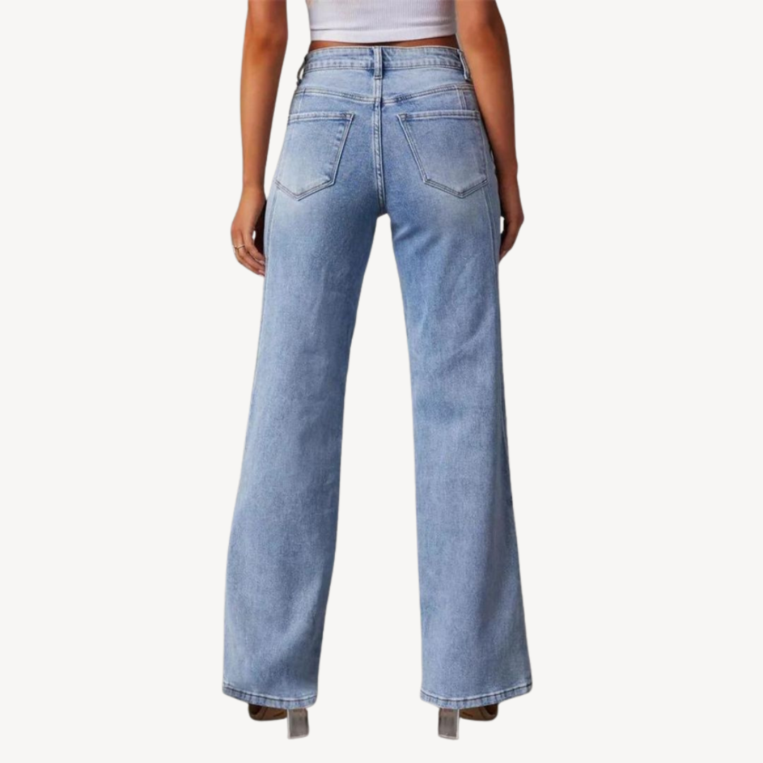 Women's Blue Denim Wide Leg Jeans Sutton James