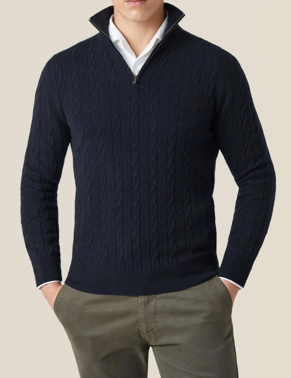 Castello | Cable Knit Zipper Sweater Sutton James