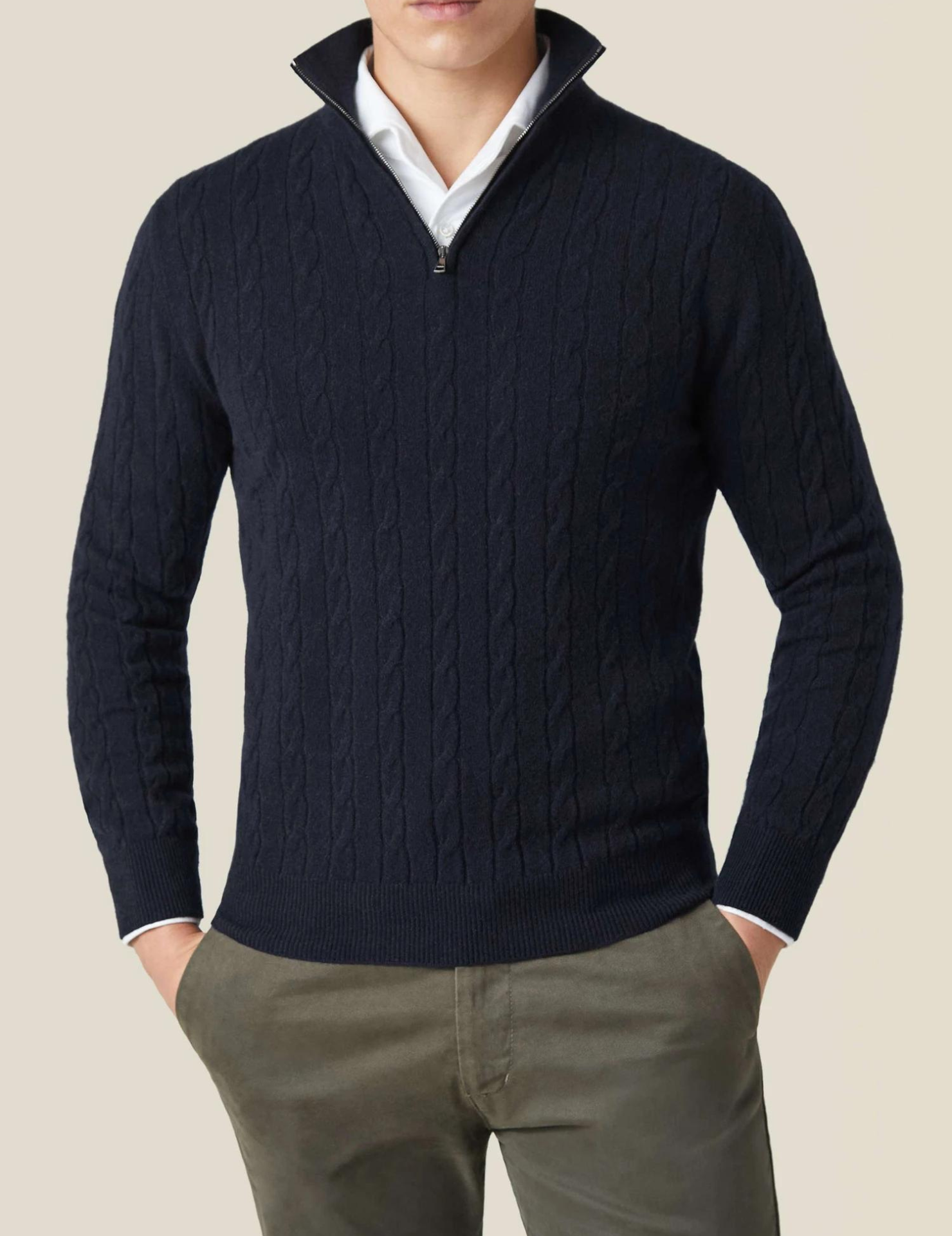 Castello | Cable Knit Zipper Sweater Sutton James