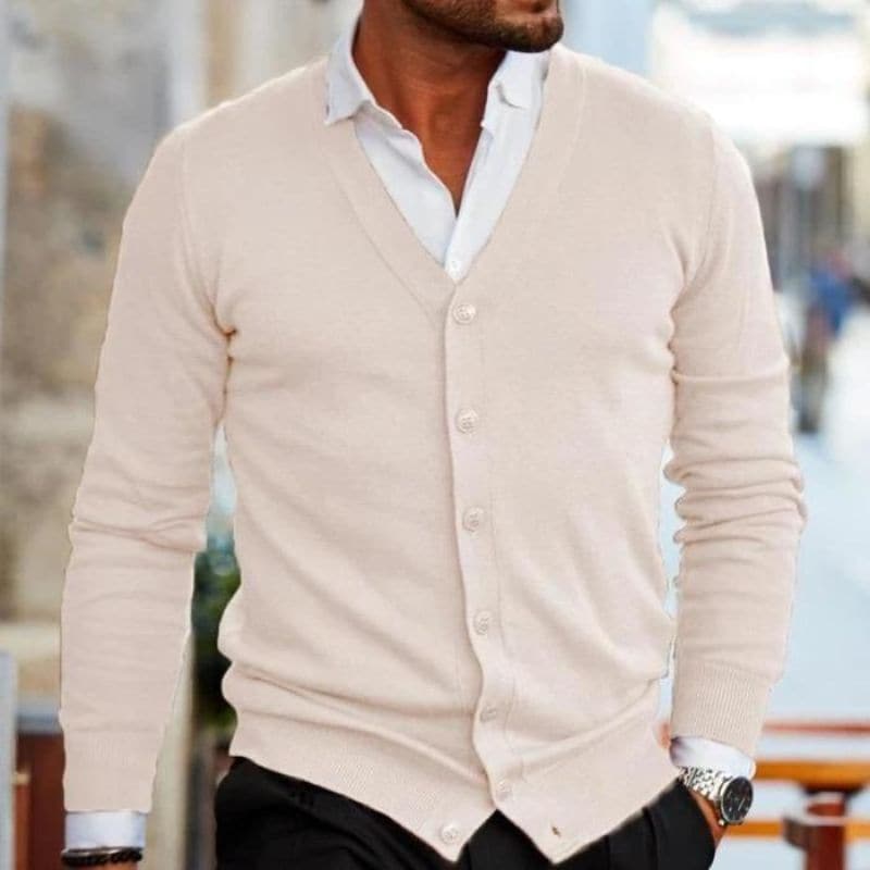 Men’s Cardigan – Soft Knit – Regular Fit – V-Neck – Button Front – Ribbed Trim Sutton James