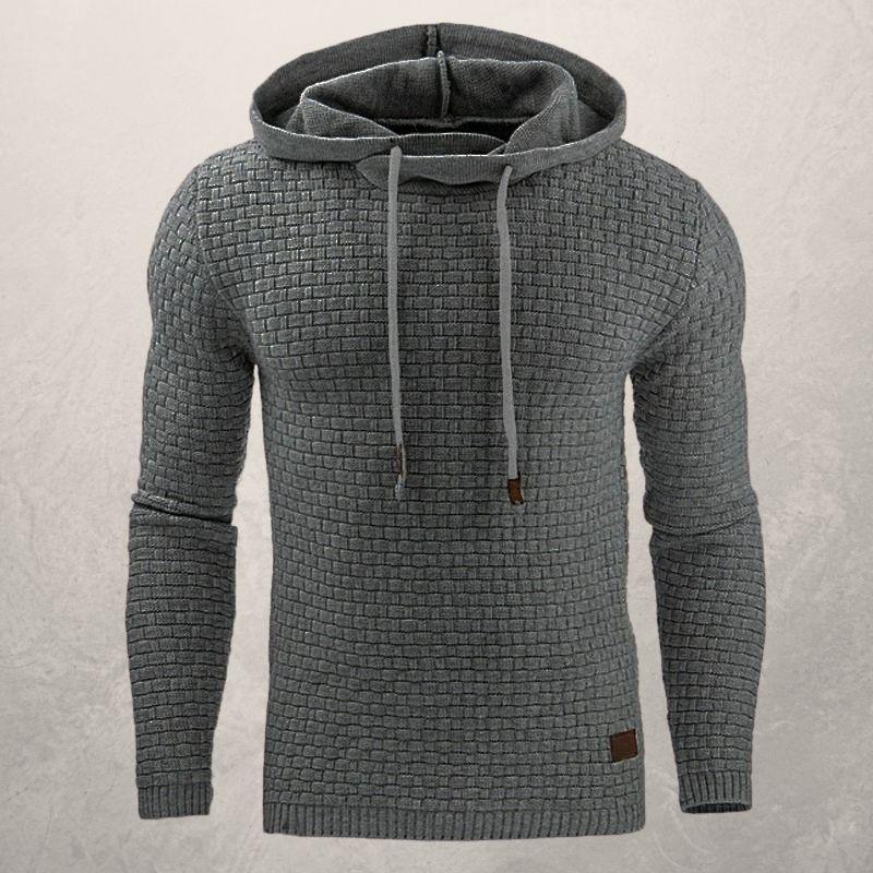 Men’s Hooded Sweater – Slim Fit – Textured Knit – Drawstring Hood – Ribbed Cuffs Sutton James