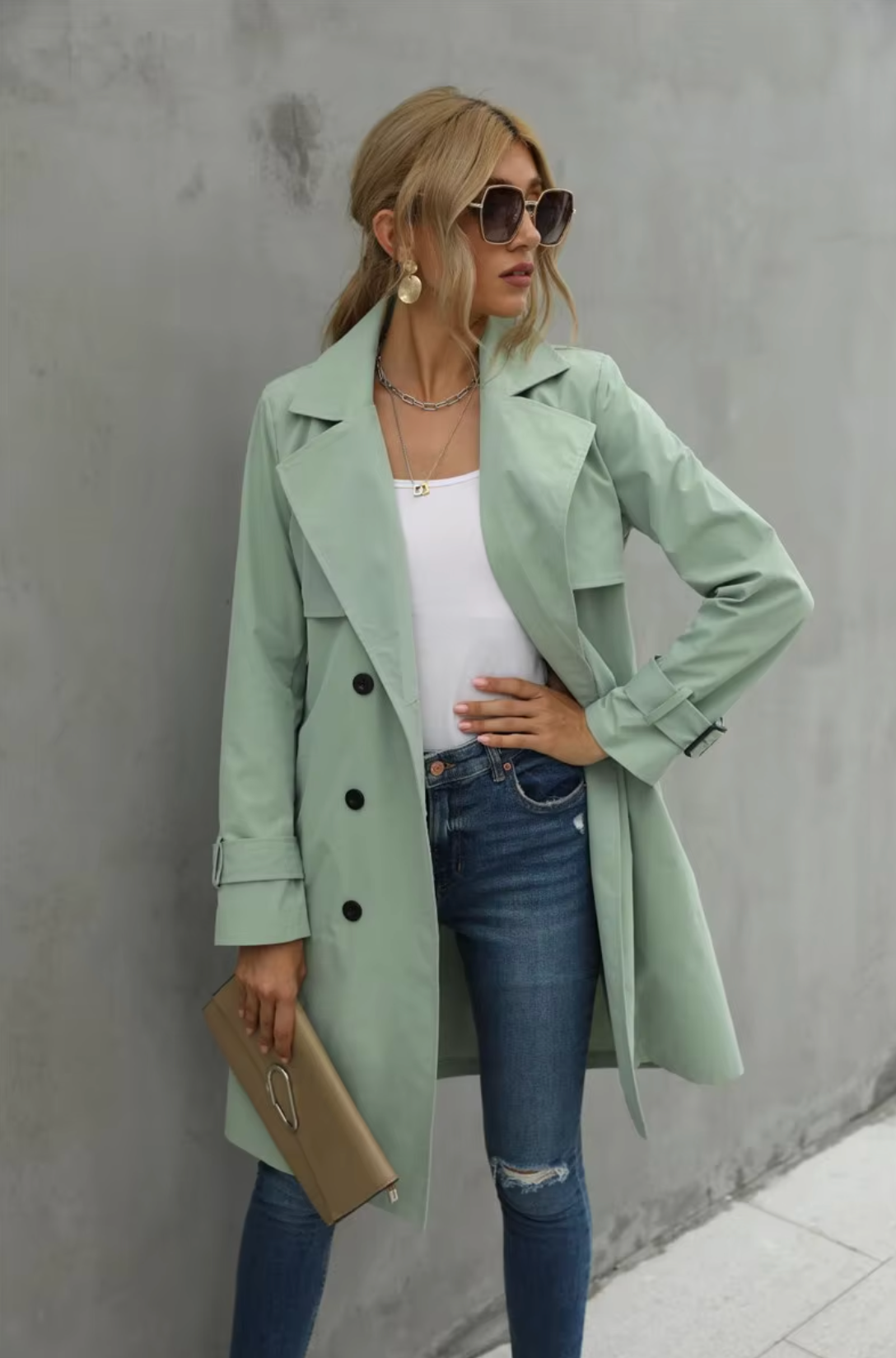 Women's Long Trench Coat - Stylish & Warm Sutton James