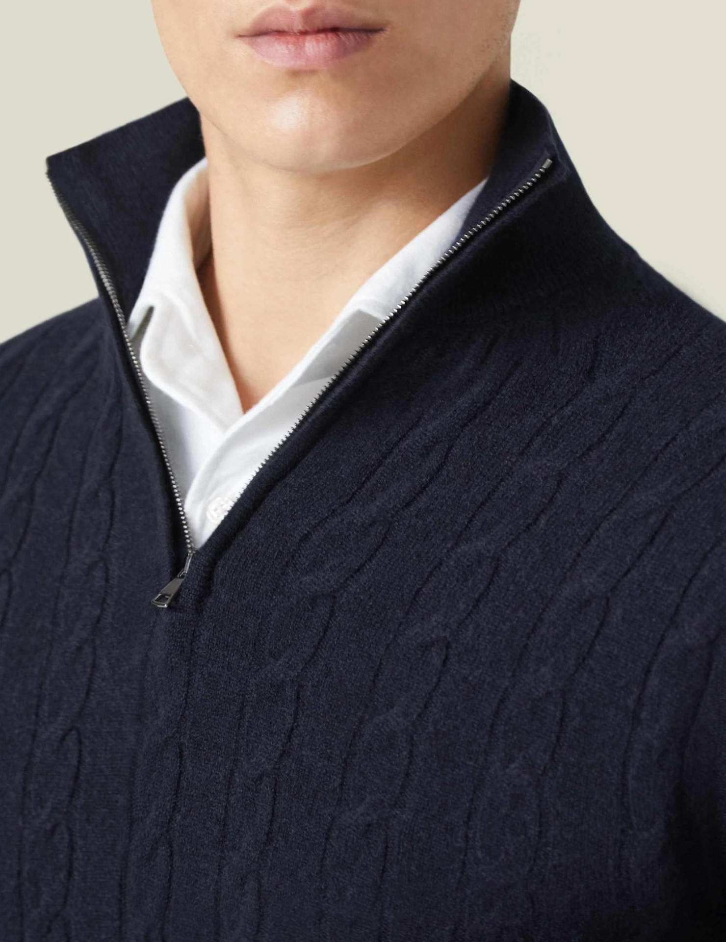 Castello | Cable Knit Zipper Sweater Sutton James