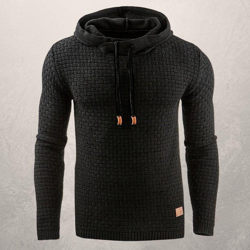 Men’s Hooded Sweater – Slim Fit – Textured Knit – Drawstring Hood – Ribbed Cuffs Sutton James