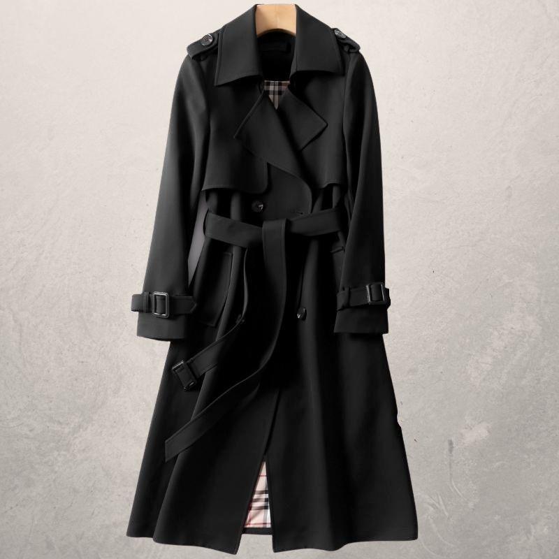 Women’s Trenchcoat – Tailored Fit – Double-Breasted – Belted Waist – Woven Cotton Sutton James