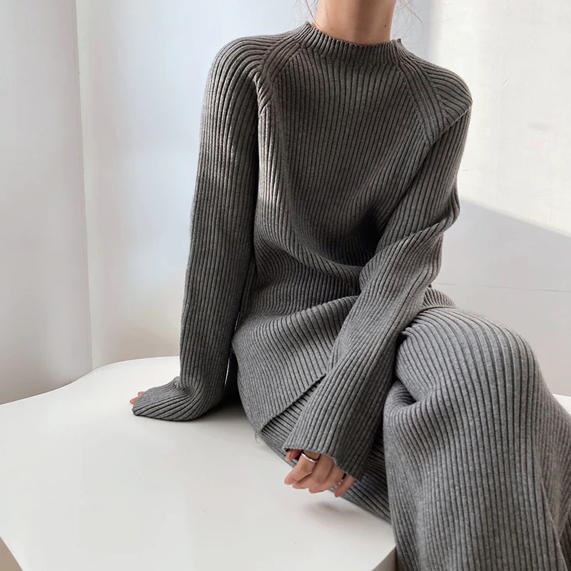 Women's Wide Leg Ribbed Knit Two-Piece Set – Sutton James Sutton James