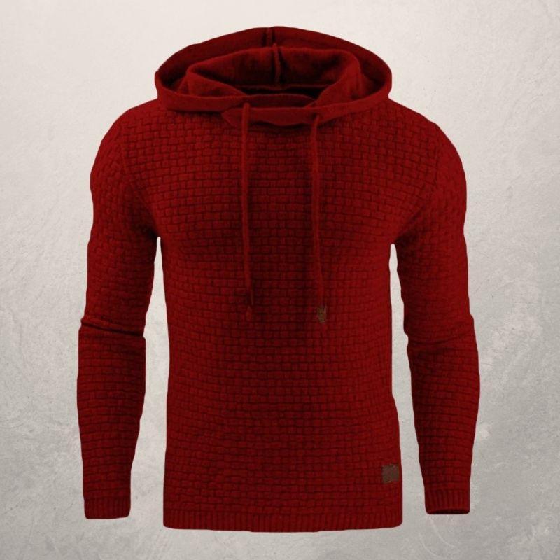 Men’s Hooded Sweater – Slim Fit – Textured Knit – Drawstring Hood – Ribbed Cuffs Sutton James