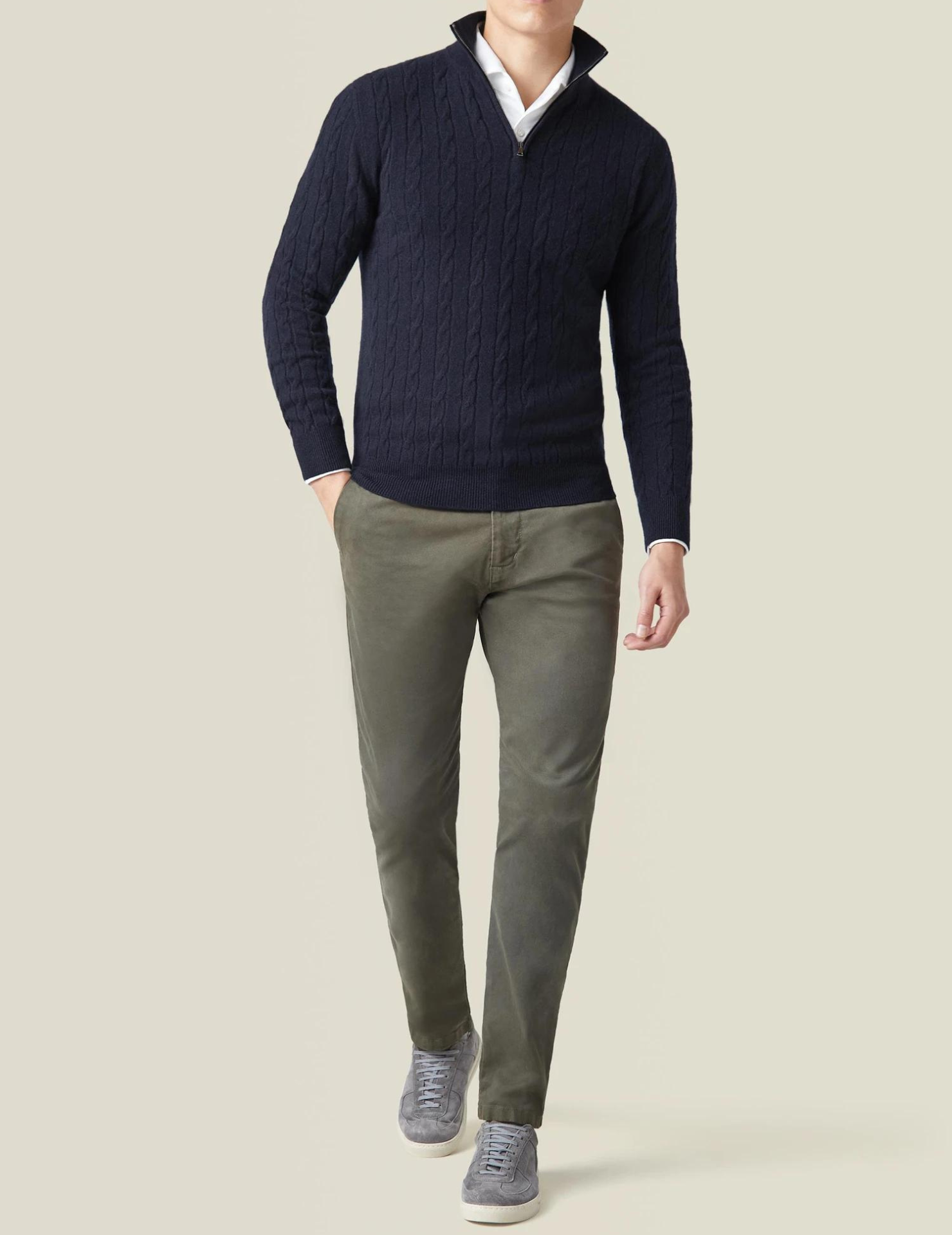 Castello | Cable Knit Zipper Sweater Sutton James