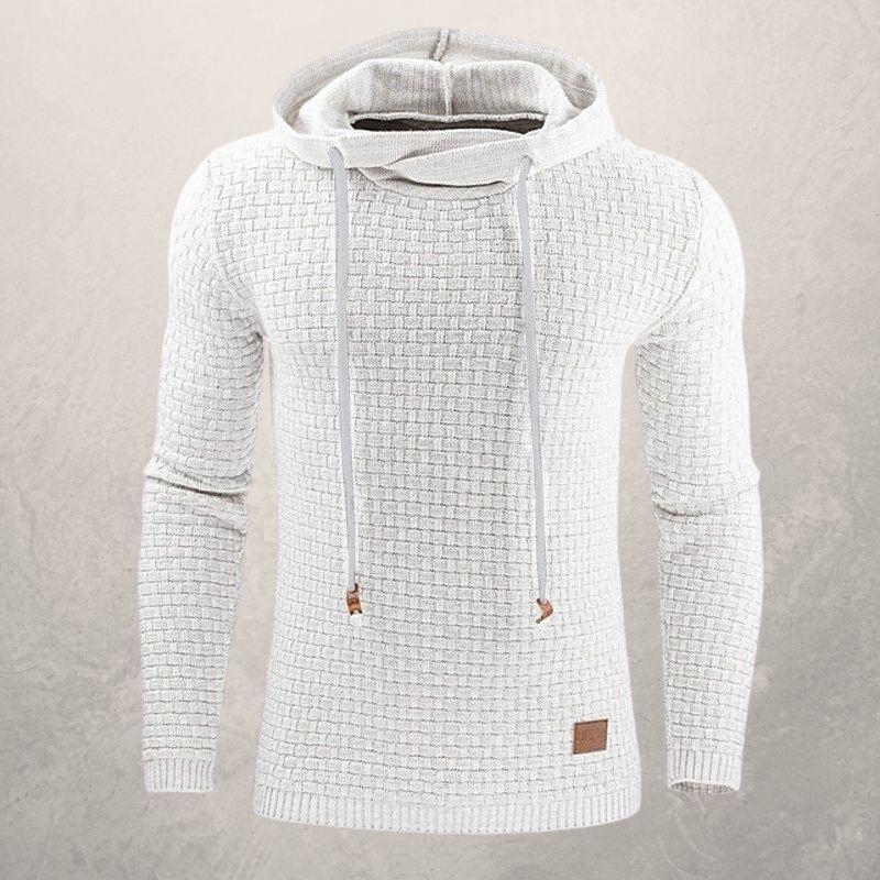 Men’s Hooded Sweater – Slim Fit – Textured Knit – Drawstring Hood – Ribbed Cuffs Sutton James