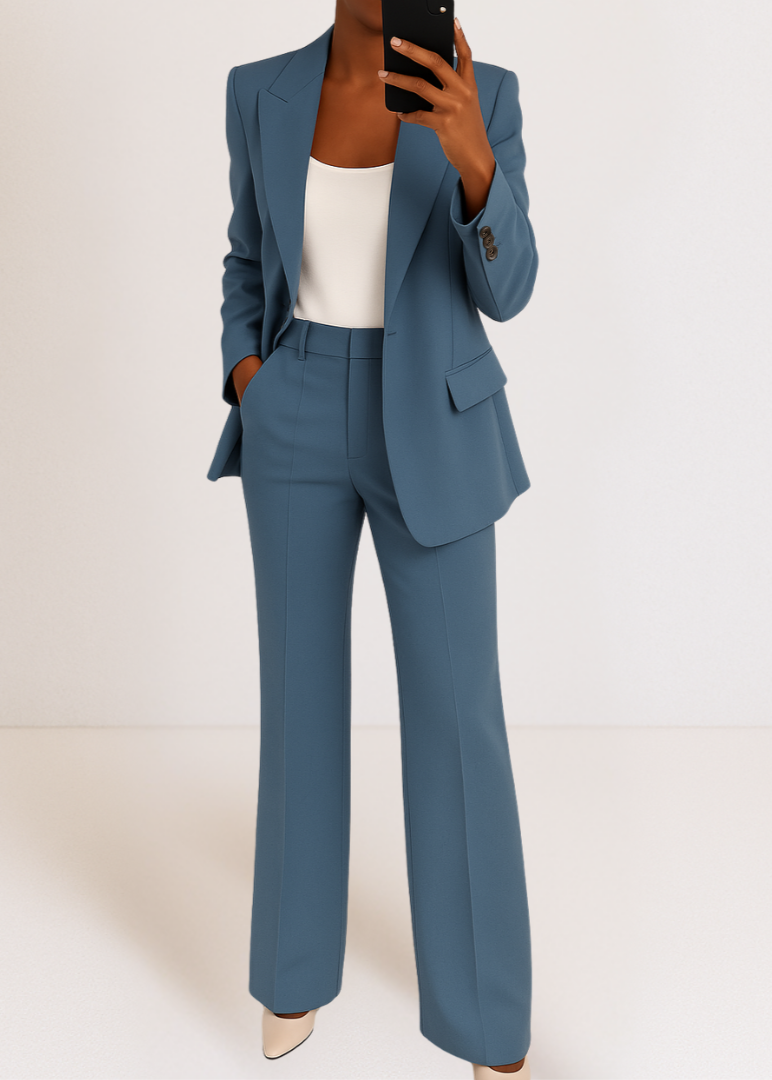 Women's Tailored Two-Piece Pantsuit Set with Blazer and Trousers Sutton James