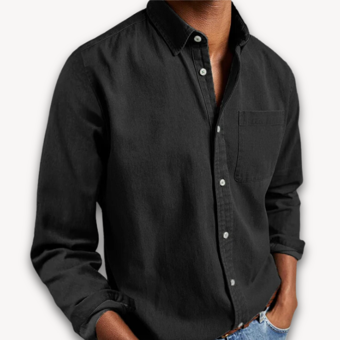 Men's Cotton Button-Up Shirt - Casual Long Sleeve Sutton James