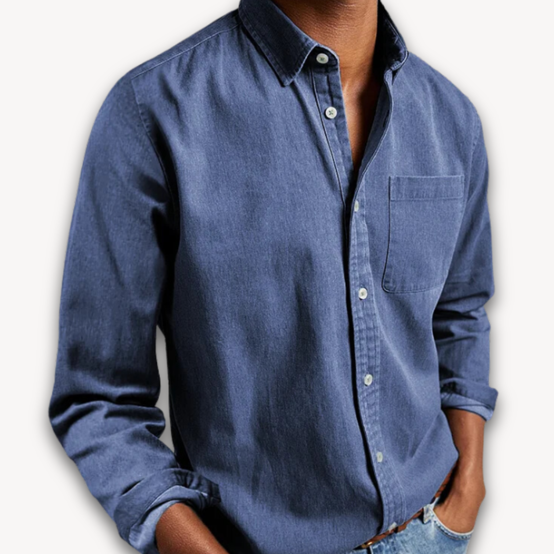 Men's Cotton Button-Up Shirt - Casual Long Sleeve Sutton James