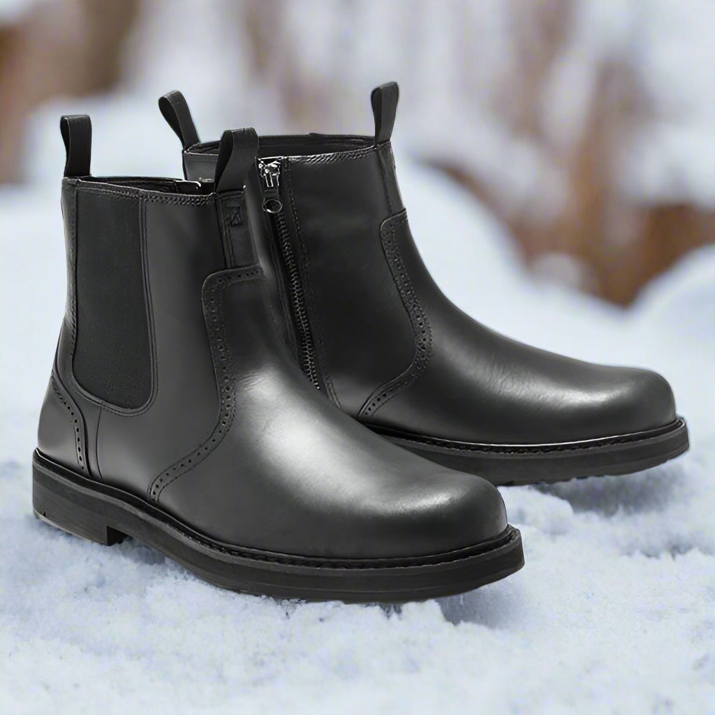 Men’s Chelsea Boots – Snug Fit – Suede-Like Texture – Elastic Sides – Rubber Sole Sutton James