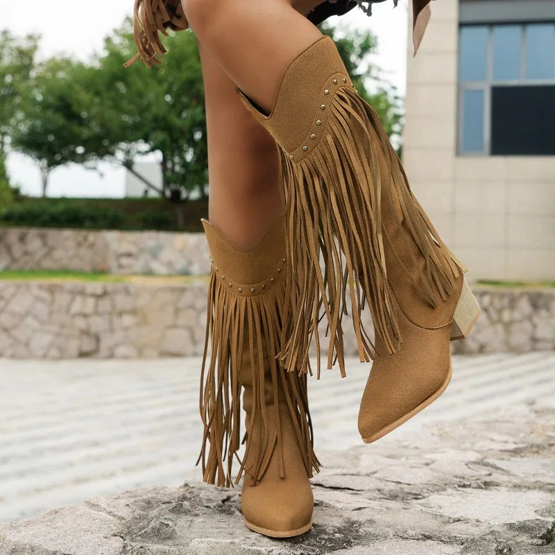 Women's Fringe Knee High Western Boots – Sutton James Sutton James