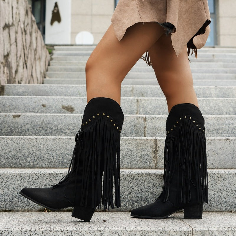 Women's Fringe Knee High Western Boots – Sutton James Sutton James