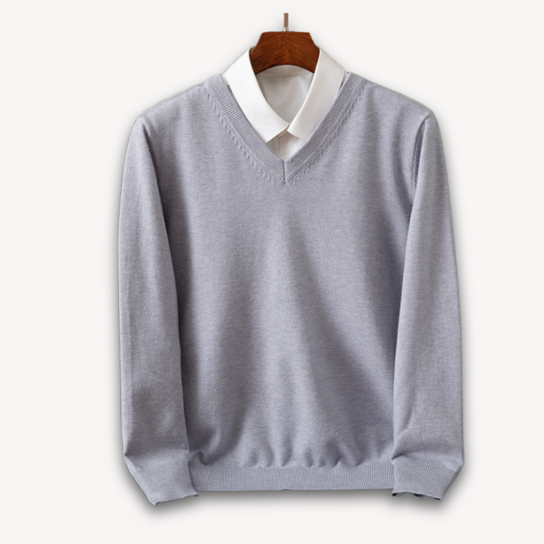 Men's Cashmere V-Neck Sweater - Slim Fit - Soft & Lightweight - Casual & Formal Wear - Adult Clothing Sutton James