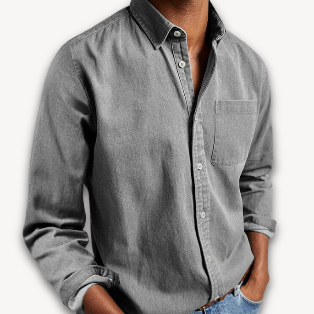 Men's Cotton Button-Up Shirt - Casual Long Sleeve Sutton James