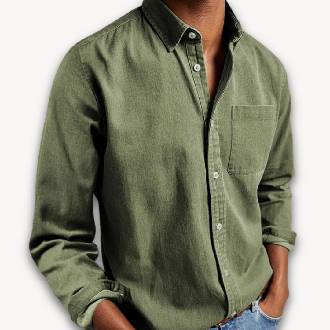 Men's Cotton Button-Up Shirt - Casual Long Sleeve Sutton James