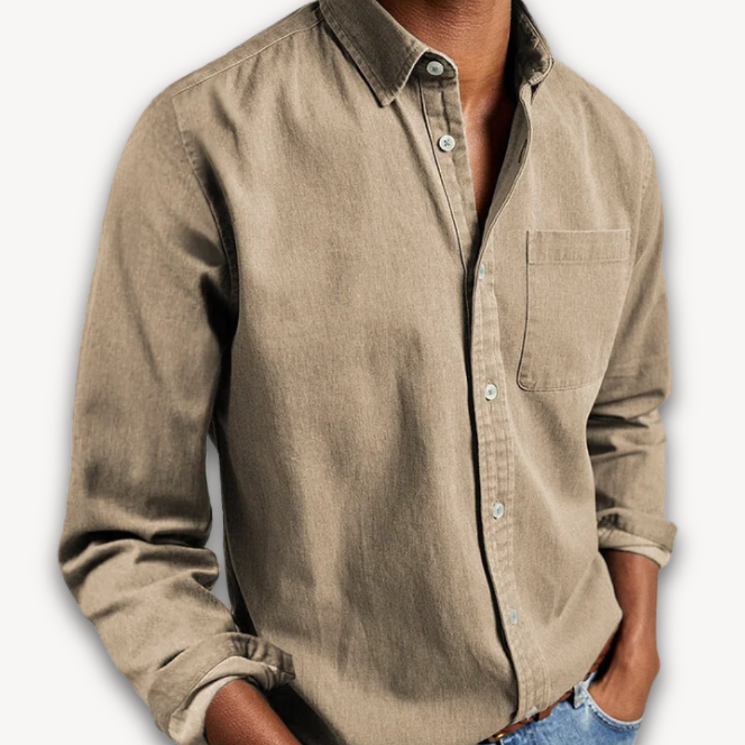 Men's Cotton Button-Up Shirt - Casual Long Sleeve Sutton James