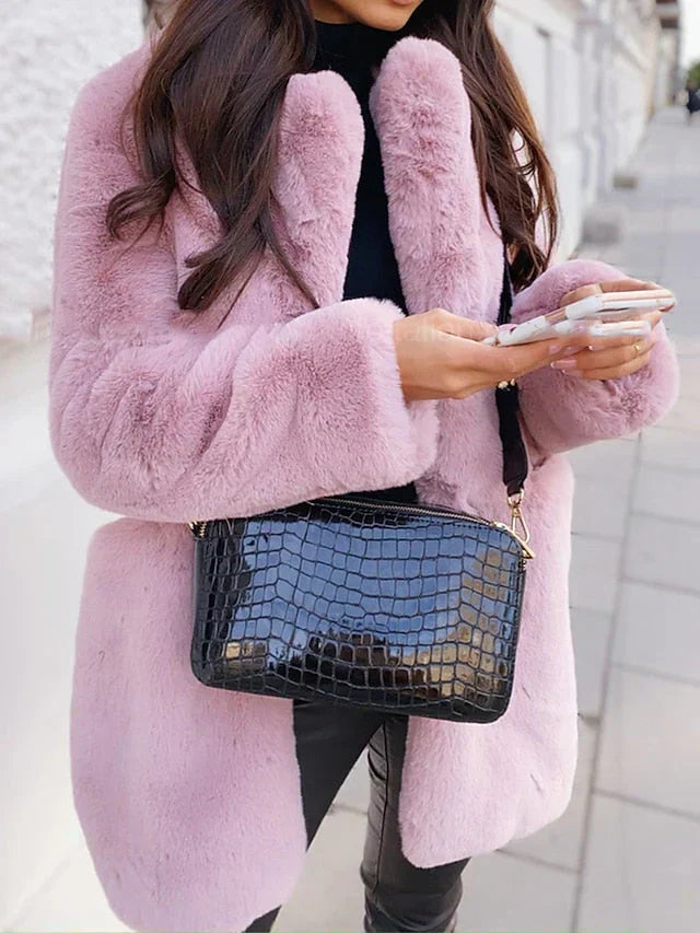Women’s Teddy Coat – Faux Fur – Mid-Length Minimalist Style Sutton James