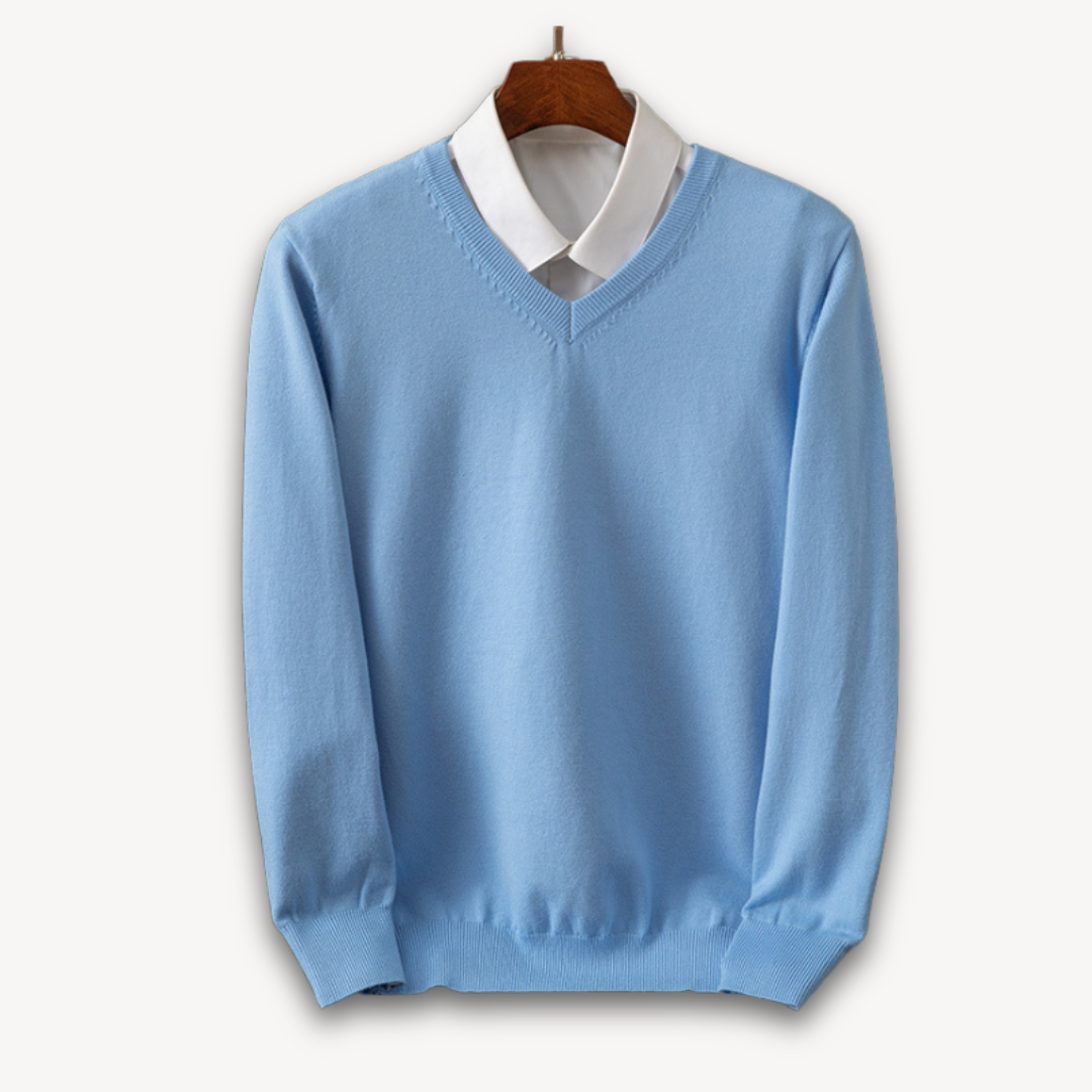 Men's Cashmere V-Neck Sweater - Slim Fit - Soft & Lightweight - Casual & Formal Wear - Adult Clothing Sutton James