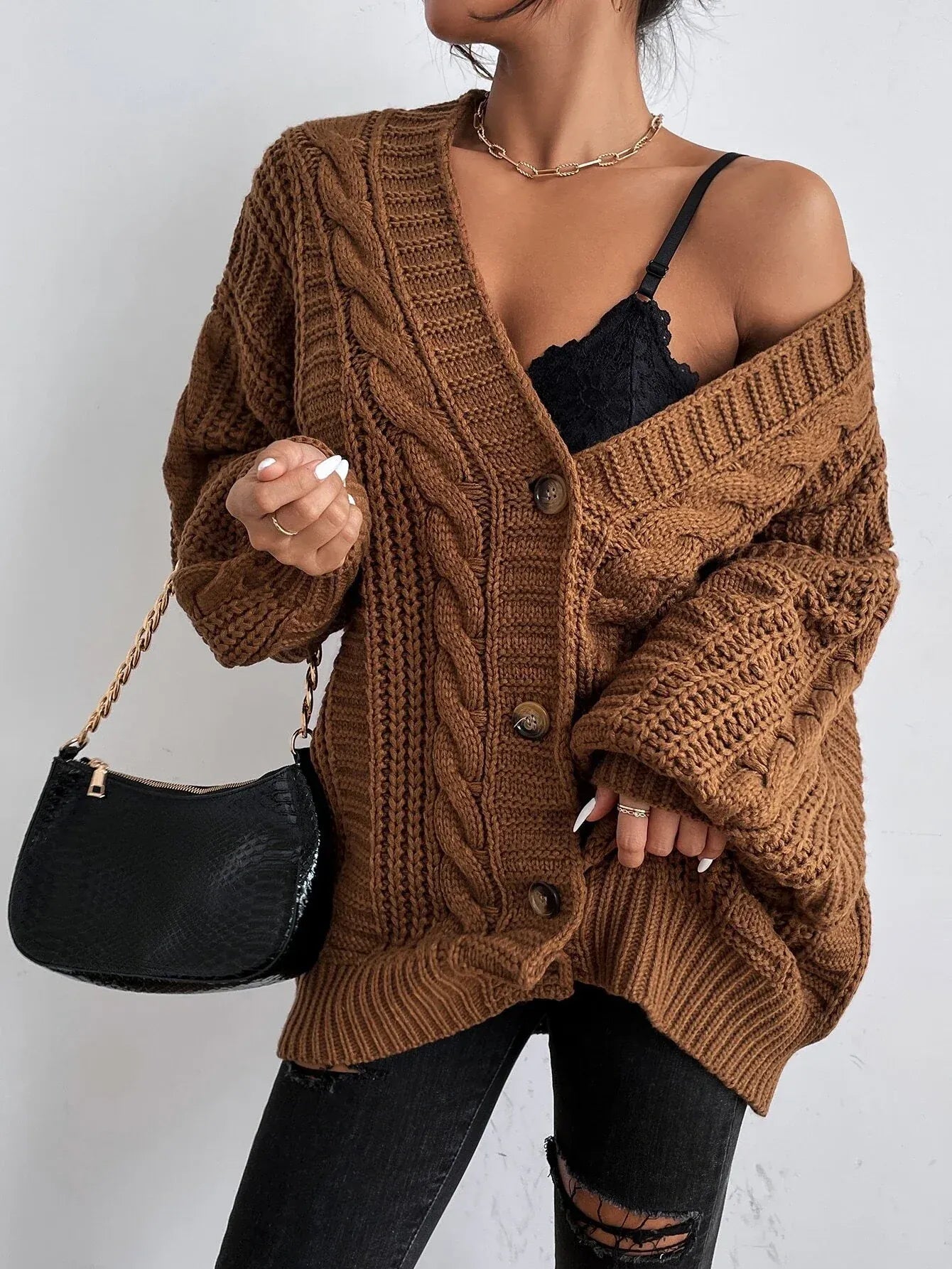 Women's Oversized Cable Knit Cardigan – Sutton James Sutton James